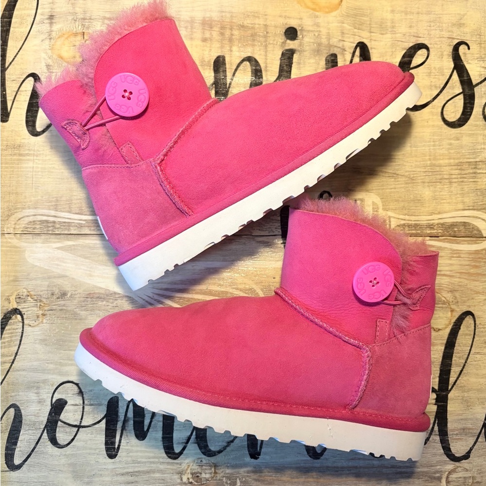 UGG Pink Ankle Boots with White Sole